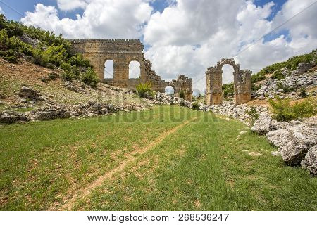 Travel Concept Photo. Uzuncaburc Historical Ancient City Mersin / Turkey