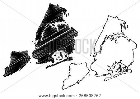 New York City ( United States Cities, United States Of America, Usa City, Nyc Or Ny) Map Vector Illu