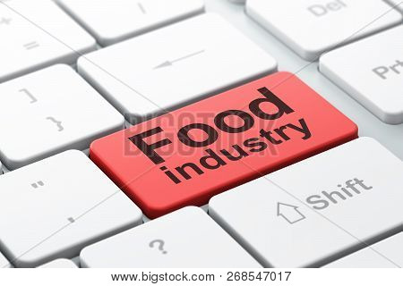 Manufacuring Concept: Computer Keyboard With Word Food Industry, Selected Focus On Enter Button Back