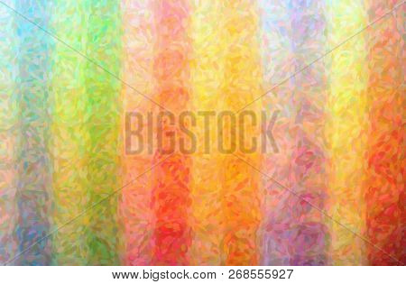 Illustration Of Abstract Red, Orange, Green And Blue Impressionist Pointlilism Horizontal Background