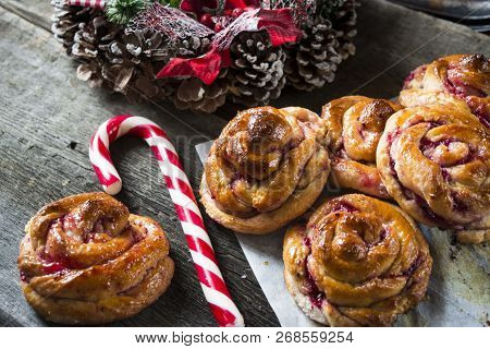 Traditional Swedish Christmas Saffron Buns Lussebulle Or Lussekatt . Swedish Christmas. New Year Pas