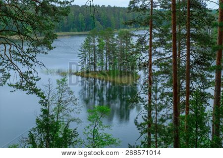 Landscape Of Lakes And Forest Along The Punkaharju Ridge. Shouthern Savonia, Lakeland Region, Finlan