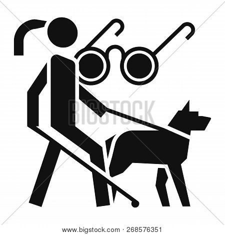 Woman Blind Dog Guide Icon. Simple Illustration Of Woman Blind Dog Guide Icon For Web Design Isolate