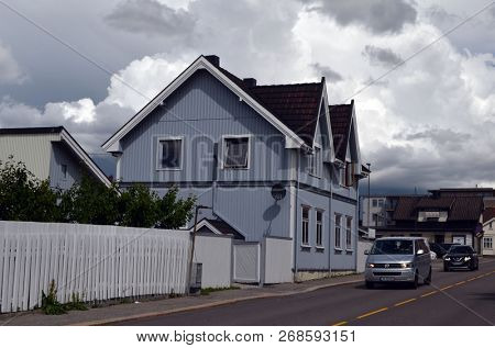 View of historical buildings of Sarpsborg, Norway. June 20,2018.Sarpsborg , Norway