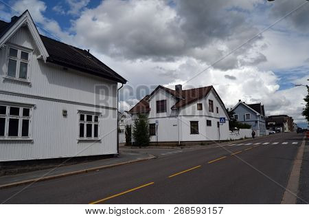 View of historical buildings of Sarpsborg, Norway. June 20,2018.Sarpsborg , Norway