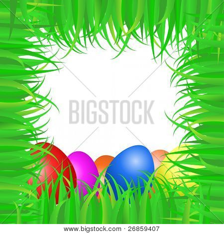 Ostern Rahmen hergestellt aus grünen Gras und Colof Eier