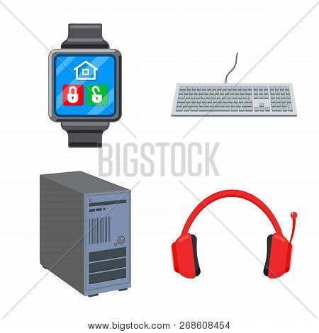 Isolated Object Of Laptop And Device Icon. Set Of Laptop And Server Stock Vector Illustration.