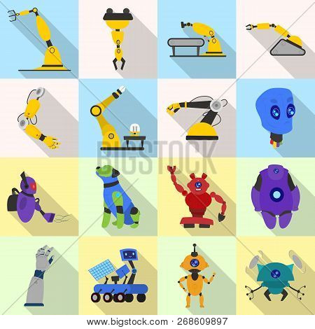 Vector Illustration Of Robot And Factory Icon. Collection Of Robot And Space Vector Icon For Stock.