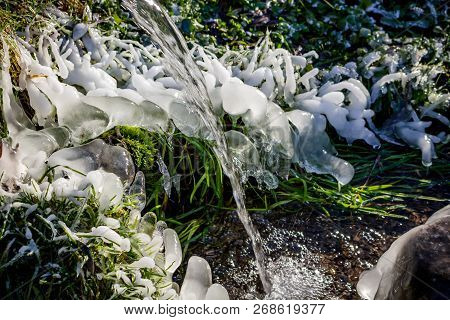 Beautiful Icy Spring In Sunny Day Outdoor