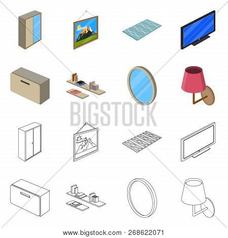 Isolated Object Of Bedroom And Room Icon. Collection Of Bedroom And Furniture Stock Vector Illustrat