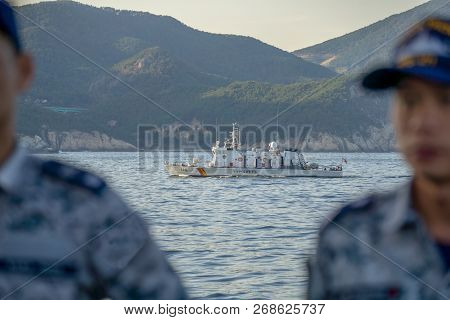 Geoje, South Korea - October 20, 2018: Haenuri Class Hull Number 116, The South Korea Coast Guard Pa