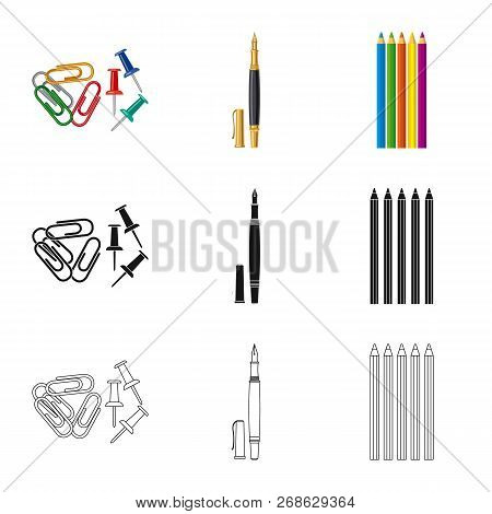 Vector Design Of Office And Supply Symbol. Set Of Office And School Vector Icon For Stock.