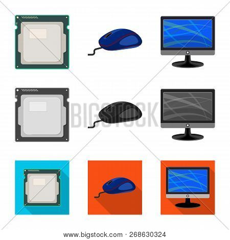 Vector Illustration Of Laptop And Device Logo. Set Of Laptop And Server Vector Icon For Stock.