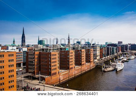 Hamburg, Germany - March, 2018: View Of The Hamburg City And Harbor From The Elbe Philharmonic Build