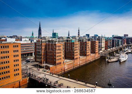 Hamburg, Germany - March, 2018: View Of The Hamburg City And Harbor From The Elbe Philharmonic Build