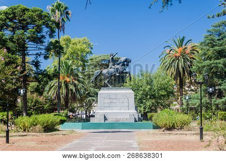 Colon, Argentina: Feb 17, 2015: San Martin Statue On Plaza San Martin Square In Colon, Argentina