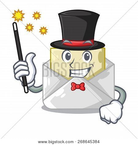 Magician Envelope Opened On Shape White Mascot