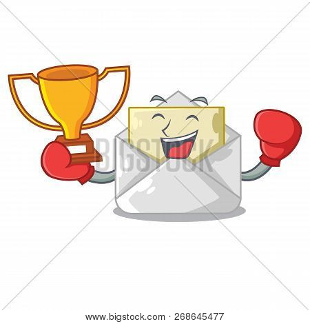 Boxing Winner Envelope Opened On Shape White Mascot
