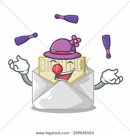 Juggling Envelope Opened On Shape White Mascot