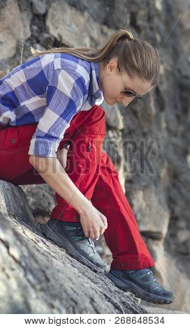 Hiker In An Old Omani Garden In An Old Village Of Misfat Al Abriyeen