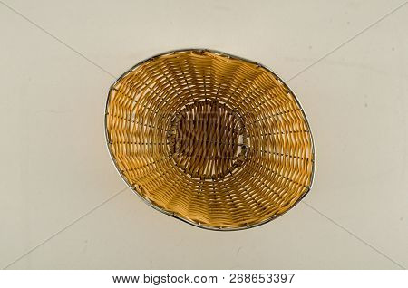 Close-up Of Vimini Bamboo Box Container Object On A White Background