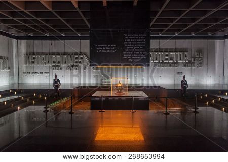 Montevideo, Uruguay - Feb 19, 2015: Interior Of Mausoleum Of Uruguayan Liberator Jose Gervasio Artig