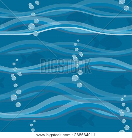 Cute Seamless Background With Bubbles And Waves. Repeating Wave Pattern.