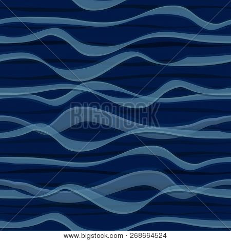 Seamless Blue Waves Background. Repeating Wave Pattern.