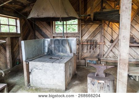 Frutillar, Chile - March 1, 2015: Interior Of Blacksmiths In Historic German Colonial Museum In Frut