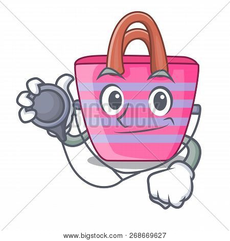 Doctor Cartoon On Red Shaped Beach Bag
