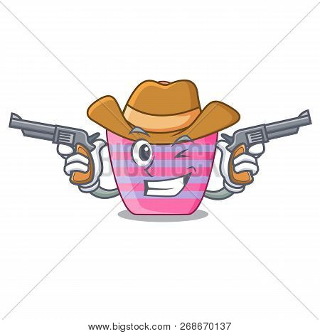Cowboy Cartoon On Red Shaped Beach Bag