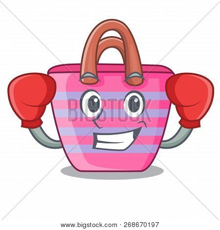 Boxing Cartoon On Red Shaped Beach Bag