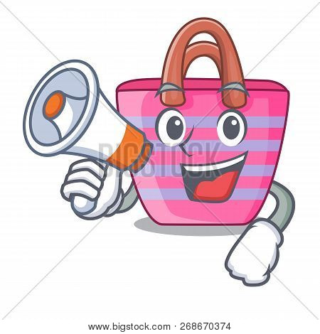 With Megaphone Cartoon On Red Shaped Beach Bag