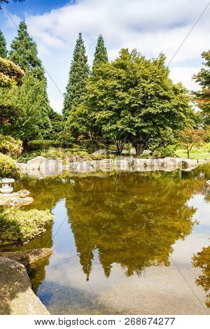 View Of The Planten Un Blomen Park In Hamburg, The Popular Relaxing And Sporting Place, Germany.