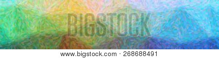 Illustration Of Abstract Blue, Brown And Purple Impressionist Pointlilism Banner Background