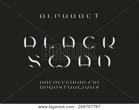Black Swan Font. Vector Alphabet Letters. Typeface Design.