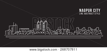 Cityscape Building Line Art Vector Illustration Design - Nagpur City