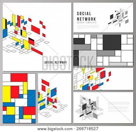 The Minimalistic Abstract Vector Layouts Of Modern Social Network Mockups In Popular Formats. Abstra
