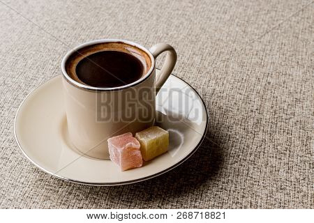 Turkish Coffee With Turkish Delight Kus Lokumu