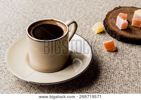 Turkish Coffee With Turkish Delight Kus Lokumu