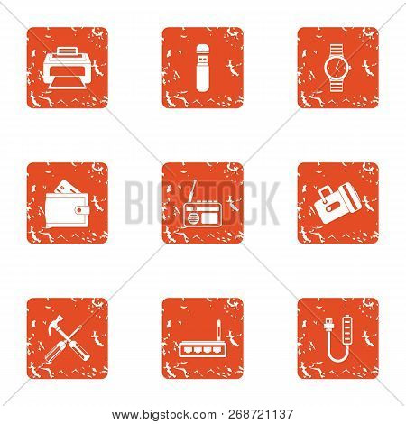 Connotation Icons Set. Grunge Set Of 9 Connotation Icons For Web Isolated On White Background