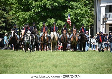 Greenfield Village, Dearborn, Mi, May 28, 2018, Civil War Reenactment, Reenactors, Union Cavalry Lin