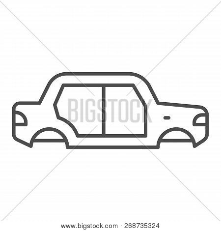 Car Body Thin Line Icon. Car Body Vector Illustration Isolated On White. Auto Body Outline Style Des
