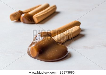 Turkish Tahin Pekmez / Tahini And Molasses With Salty Pretzel Stick Crackers