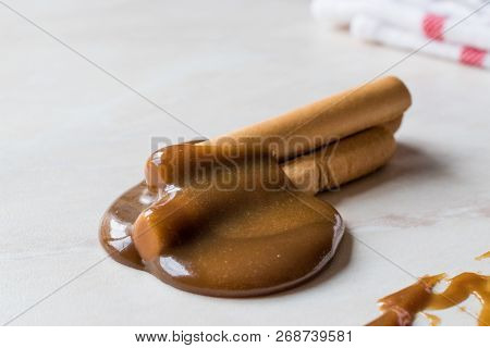 Turkish Tahin Pekmez / Tahini And Molasses With Salty Pretzel Stick Crackers