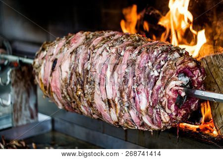 Turkish Cag Kebab Doner In Wood Fired Oven.