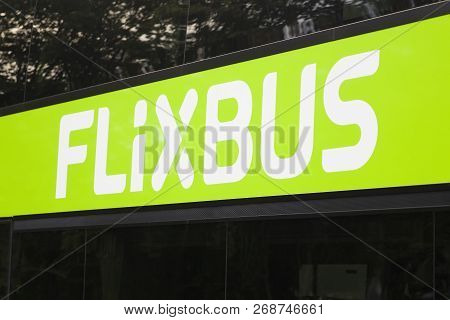 Zurich, Switzerland - September 23, 2018: Detail Of Flixbus Bus At Zurich, Switzerland. Flixbus Is A