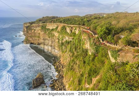 Scenic View Over The Cliffs From The Ulu Watu Temple On Bali, Indonesia