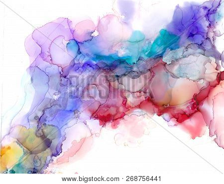 Alcohol Ink Texture. Fluid Ink Abstract Background. Art For Design