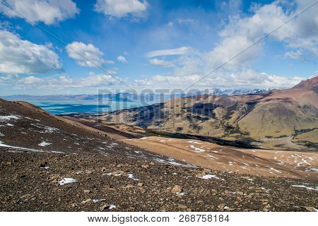 Mountains In National Park Los Glaciares, Patagonia, Argentina. Lago Viedma Lake In Background.